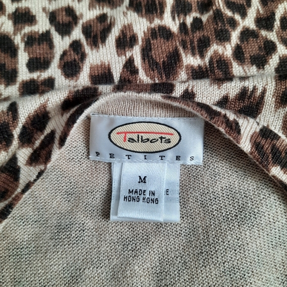 Talbots silk cashmere animal print cardigan - Picture 9 of 9